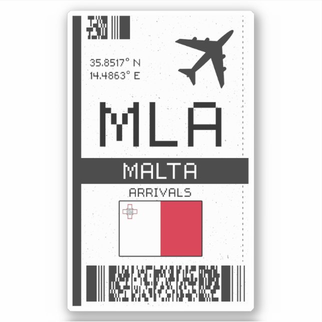 Pegatina Pase de embarque de MLA Malta - Viaje al aeropuert (Anverso)