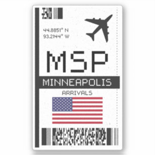 Pegatina Pase de embarque de MSP Minneapolis - Viajes de Mi