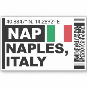 Pegatina Pase de embarque de NAP Nápoles - Viajes a Italia