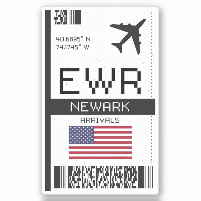 Pegatina Pase de embarque EWR Newark - Viajes de Nueva Jers (Anverso)