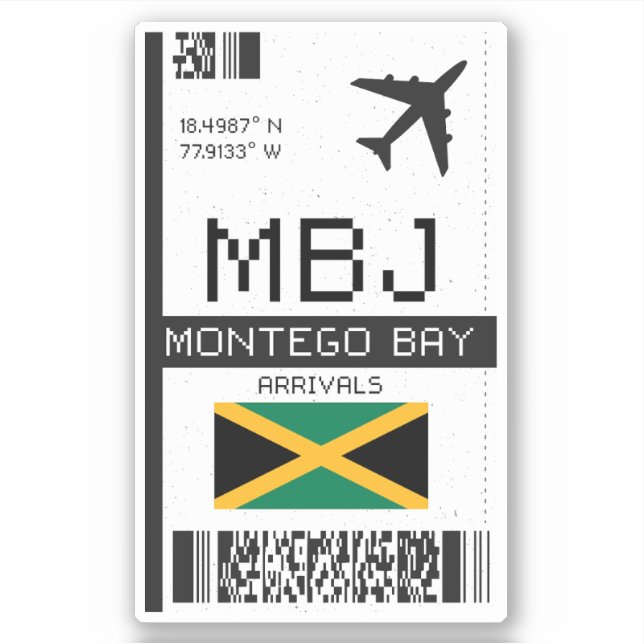 Pegatina Pase de embarque MBJ Montego Bay - Viajes de Jamai (Anverso)