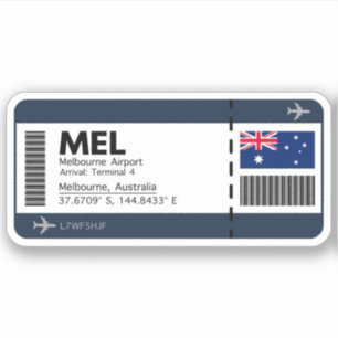 Pegatina Pase de embarque MEL Melbourne