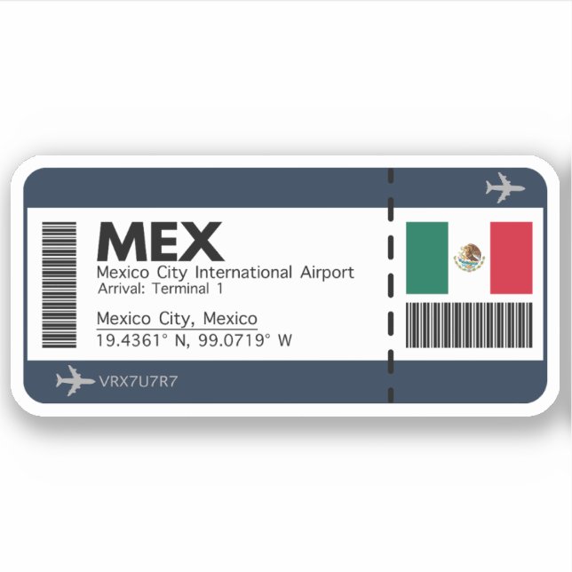 Pegatina Pase de embarque MEX Ciudad de México - Ticket del (Anverso)