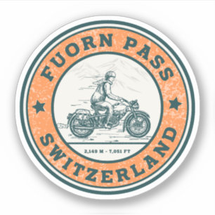 Pegatina Pase de Fuorn-Ofenpass suizo - recorrido en moto p