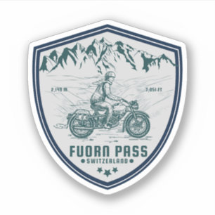 Pegatina Pase de Fuorn-Ofenpass suizo - recorrido en moto p