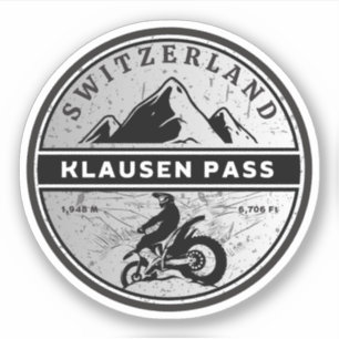 Pegatina Pase de Klausen tour en moto por los Alpes suizos