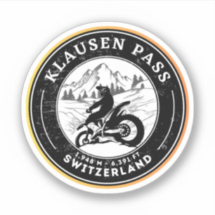 Pegatina Pase de Klausen tour en moto por los Alpes suizos