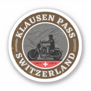 Pegatina Pase de Klausen tour en moto por los Alpes suizos