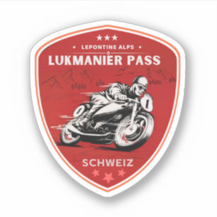Pegatina Pase de Lukmanier recorrido en moto por los Alpes 