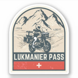 Pegatina Pase de Lukmanier recorrido en moto por los Alpes