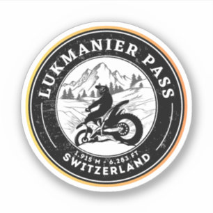 Pegatina Pase de Lukmanier recorrido en moto por los Alpes