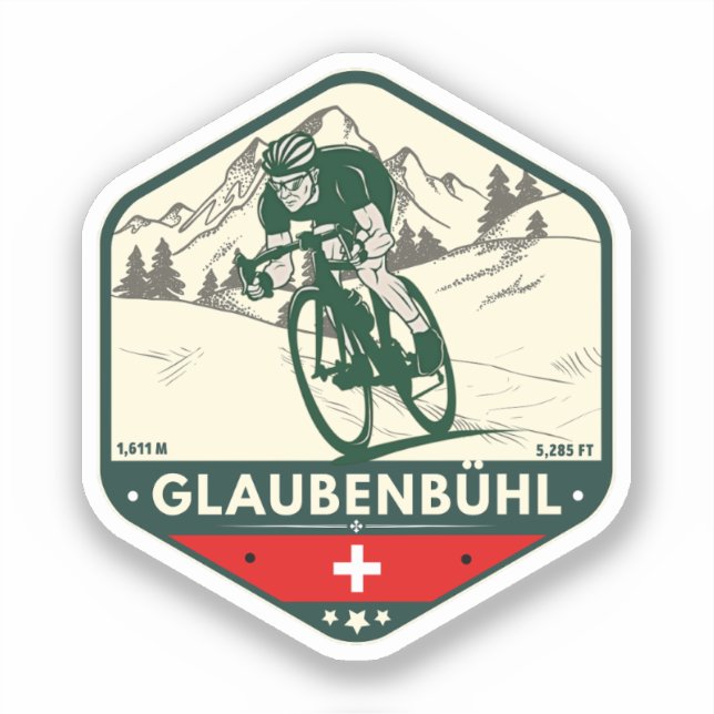 Pegatina Paseo de Glaubenbüelen en motocicleta por los alpe (Anverso)