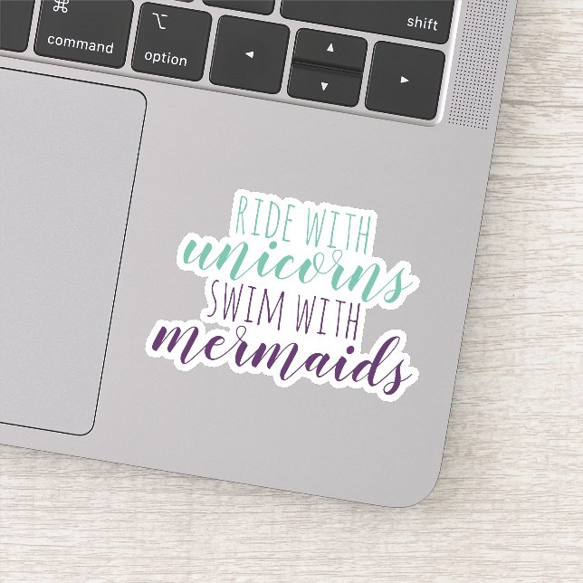 Pegatina Paseo de guión corto con Unicornios nadando con si (Detalle)