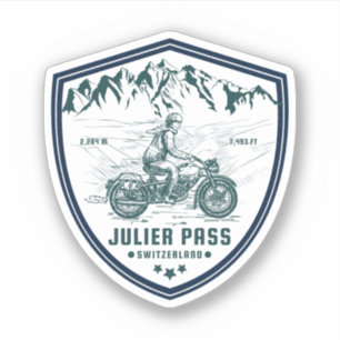 Pegatina Paseo de julio en motocicleta por swiss-alps