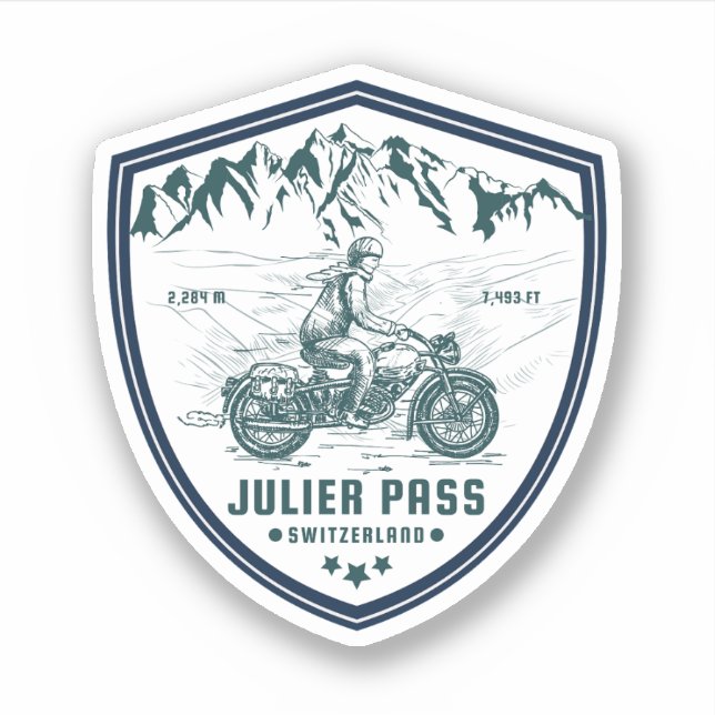 Pegatina Paseo de julio en motocicleta por swiss-alps (Anverso)