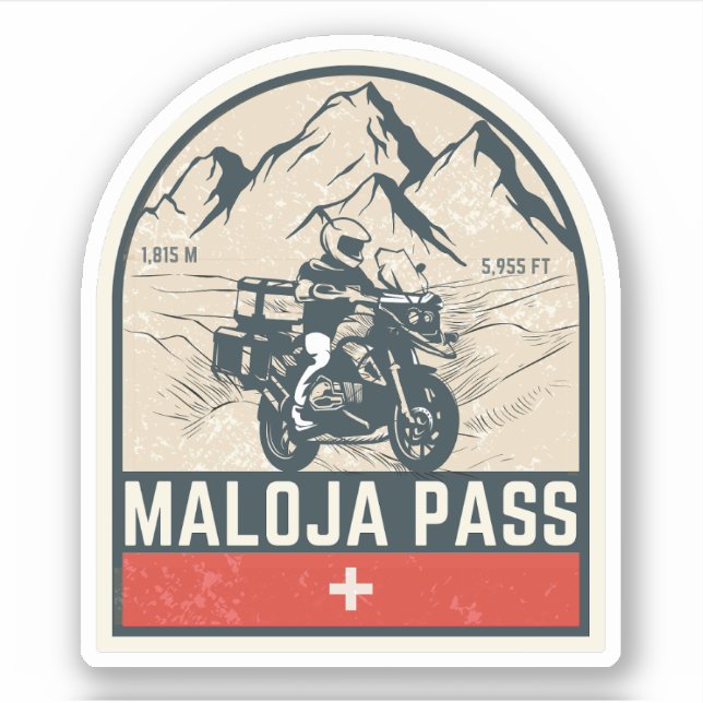Pegatina Paseo de Maloja tour en moto por los Alpes suizos (Anverso)