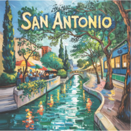 Pegatina Paseo del río de San Antonio Texas Van Gogh Ciudad