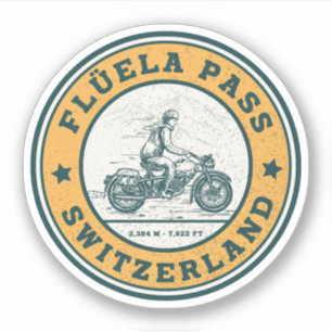 Pegatina Paseo en motocicleta por el paso de Flüela en los