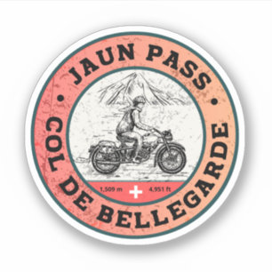 Pegatina Paseo en motocicleta por los Alpes suizos Boltigen