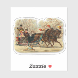 Pegatina Paseo en Trineo de Navidad Campanillas Victorianas