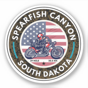 PEGATINA PASEO ESCÉNICO DE SPEARFISH CANYON EN MOTOCICLETA