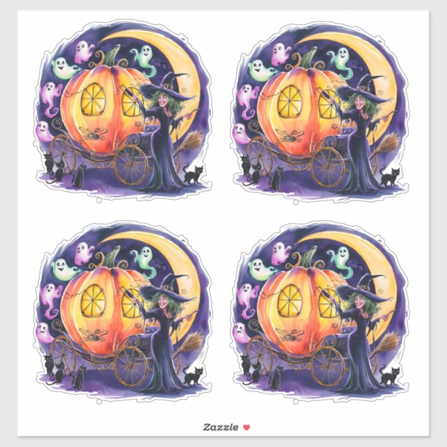 Pegatina Paseo nocturno de una bruja (Hoja)