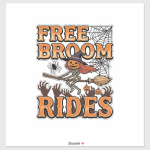 Pegatina Paseos en Escoba Diseño de Bruja de Halloween Esqu