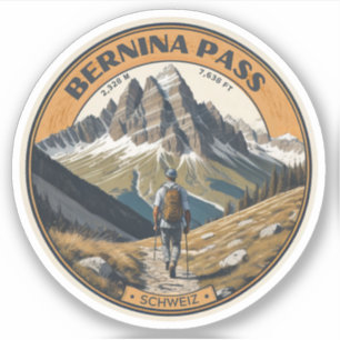 Pegatina paso bernina suiza al aire libre paso de montaña