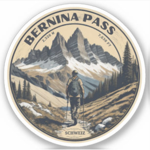 Pegatina paso bernina suiza al aire libre paso de montaña