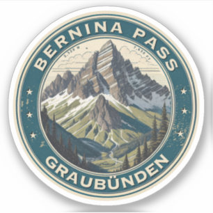 Pegatina paso bernina suiza al aire libre paso de montaña