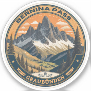 Pegatina paso bernina suiza al aire libre paso de montaña