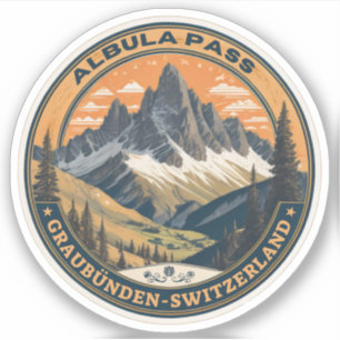 Pegatina paso de Albula Alpes suizos montañas