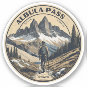 Pegatina paso de Albula Alpes suizos montañas caminata