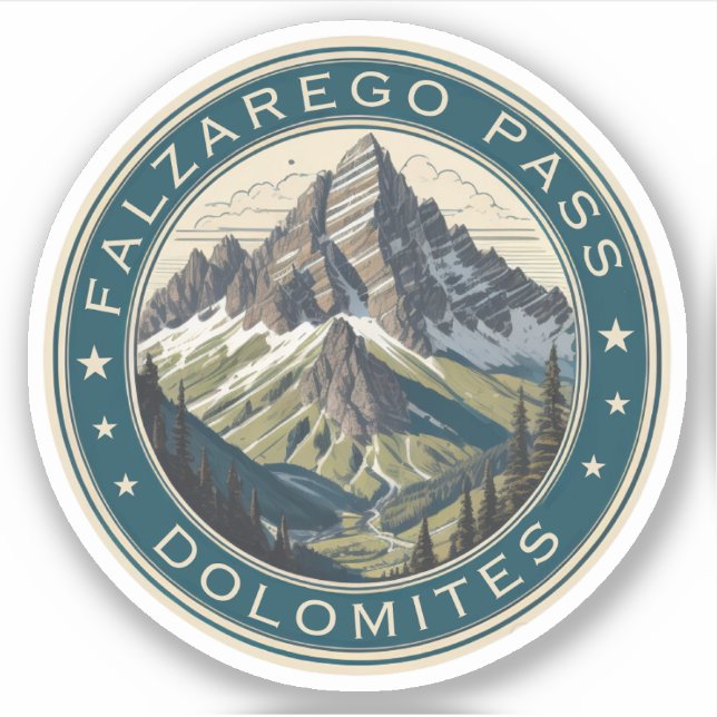 Pegatina Paso de Falzarego paso alto de montaña Belluno Ita (Anverso)