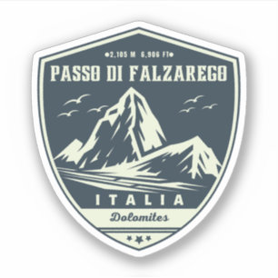 Pegatina Paso de Falzarego-paso de montaña italiano dolomit