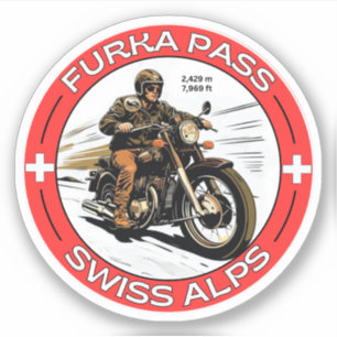 Pegatina paso de furka - viaje en moto por carretera de pas