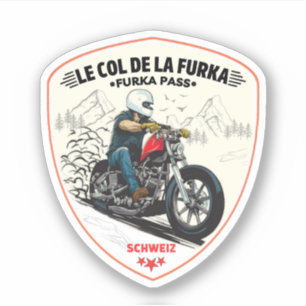 Pegatina paso de furka - viaje en moto por carretera de pas