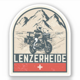 Pegatina paso de Lenzerheide tour en moto por los Alpes sui