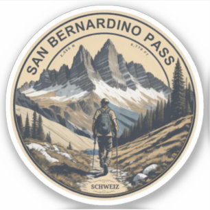 Pegatina paso de montaña de San Bernardino los Alpes suizos