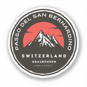 Pegatina Paso de San Bernardino en moto Alpes suizos