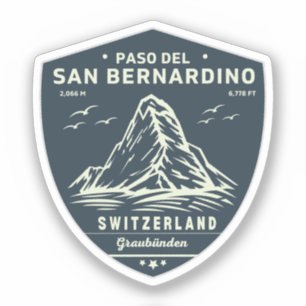Pegatina Paso de San Bernardino en moto Alpes suizos