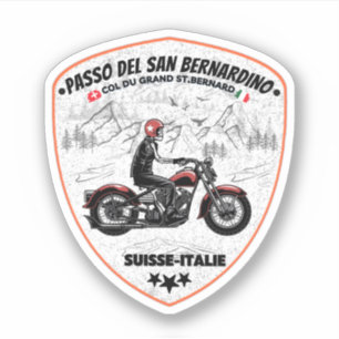 Pegatina Paso de San Bernardino en moto apls suizos