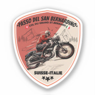 Pegatina Paso de San Bernardino en moto apls suizos