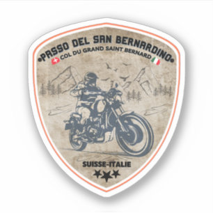 Pegatina Paso de San Bernardino en moto apls suizos