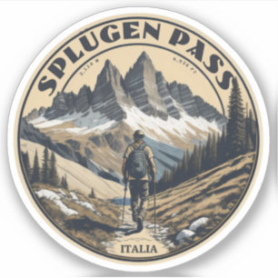 Pegatina Paso de Splügen paso de montaña Alpes Lepontinos