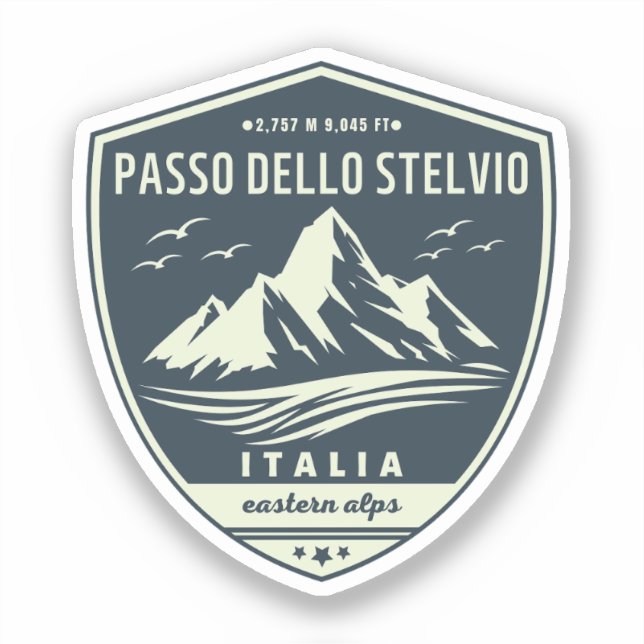 Pegatina paso de Stelvio - paso de Stelvio Alpes italianos (Anverso)