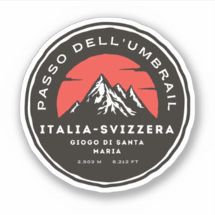 Pegatina Paso de Umbrail frontera Italia-Suiza Alpes
