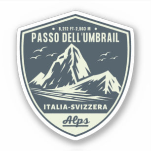 Pegatina Paso de Umbrail frontera Italia-Suiza Alpes