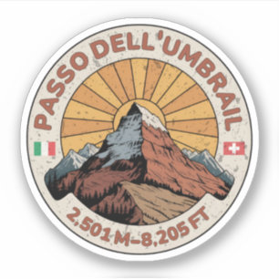 Pegatina Paso de Umbrail frontera Italia-Suiza Alpes