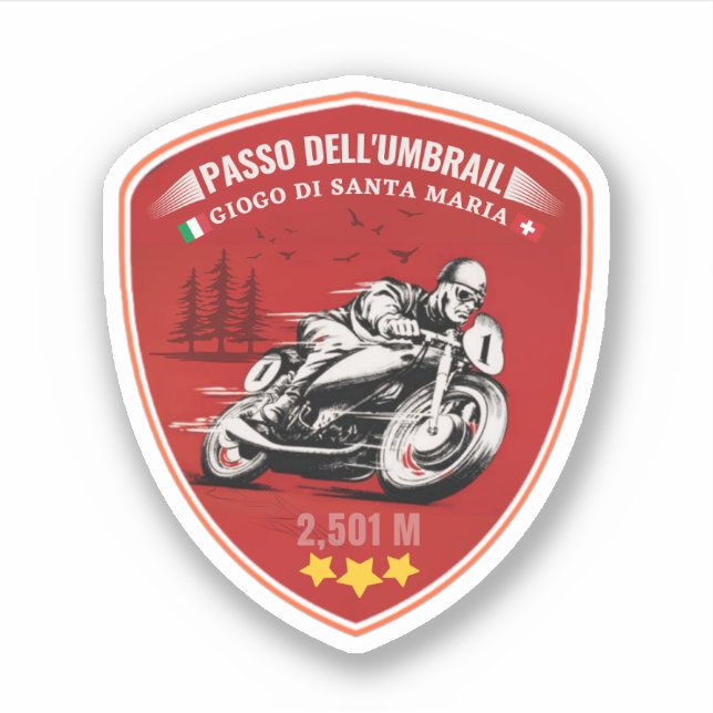 Pegatina Paso de Umbral: Alpes fronterizos entre Italia y S (Anverso)